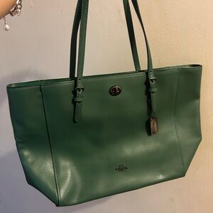 COACH Emerald Green Leather Tote Bag